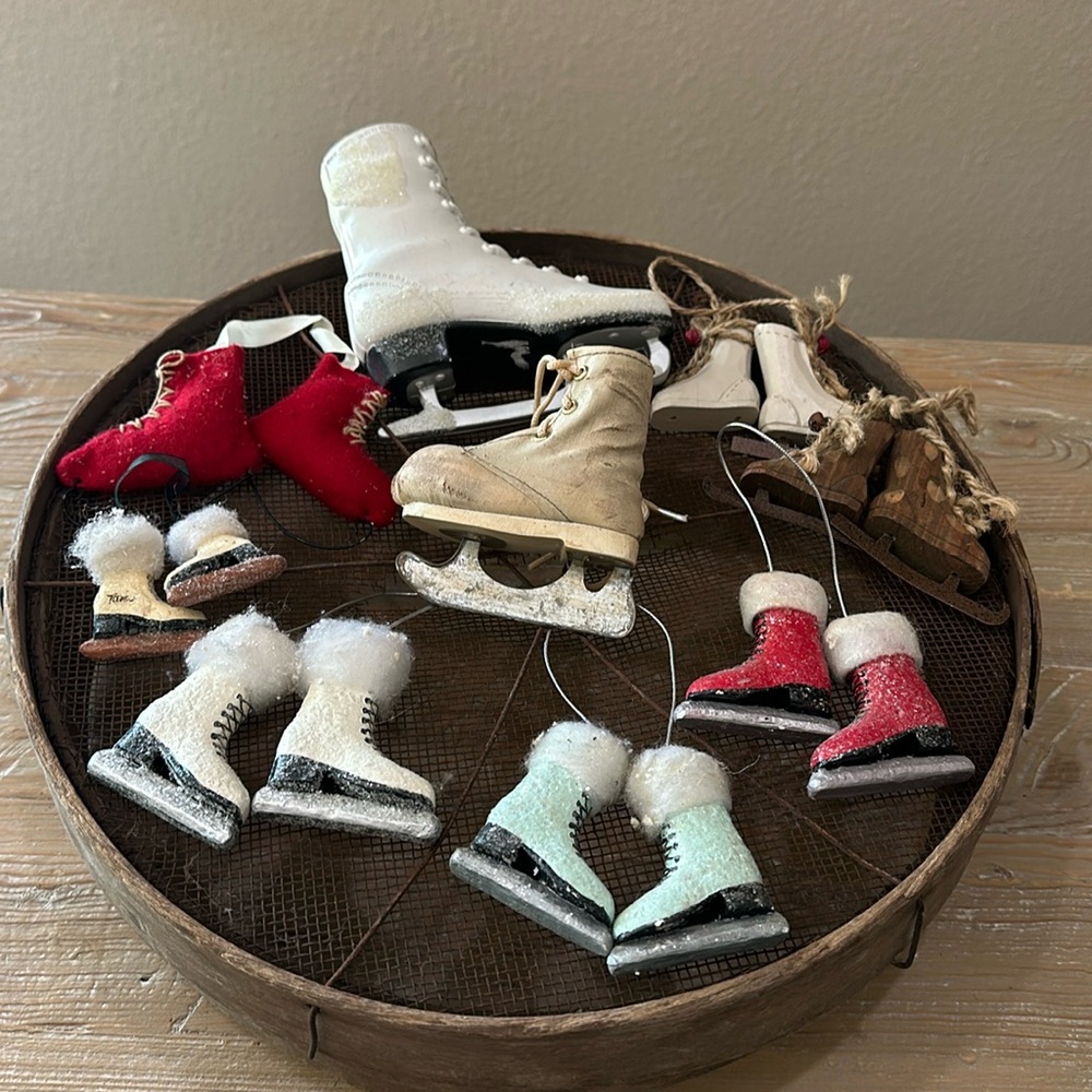 Ice Skate Ornaments Bundle of 9